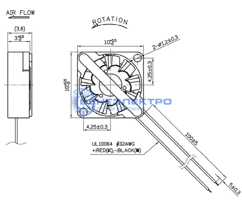Габариты Sunon UF3A3-700 Габариты Sunon UF3A3-700