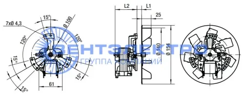 Габаритные размеры вентилятора RRL140/0024B69-3020LH/4 agf