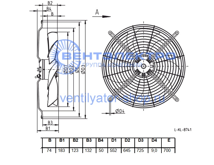 Габаритные размеры Ziehl-Abegg FH056-HDD.4F.A7 134324