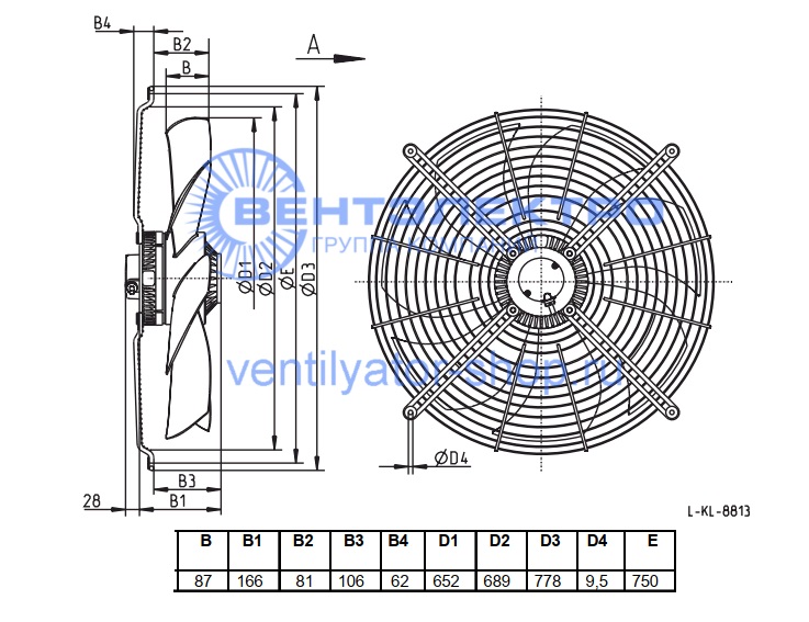 Габаритные размеры Ziehl-Abegg FH065-SDW.4I.A7 135058