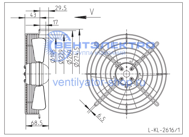 Габаритные размеры Ziehl-Abegg FB020-2EK.W8.V5 138870