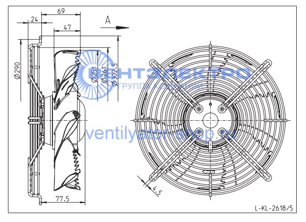 Габаритные размеры Ziehl-Abegg FN025-2ED.WA.A7 139711