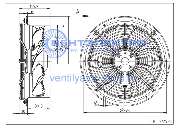 Габаритные размеры Ziehl-Abegg FN025-2EL.WA.A7 139718