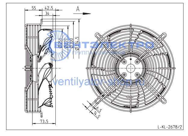 Габаритные размеры Ziehl-Abegg FN025-2EW.WA.A7 139725