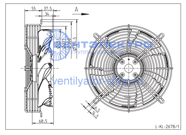 Габаритные размеры Ziehl-Abegg FN025-4EW.W8.A7 139726