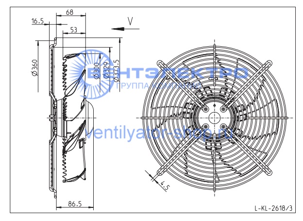 Габаритные размеры Ziehl-Abegg FN030-4EI.WC.V7 141634